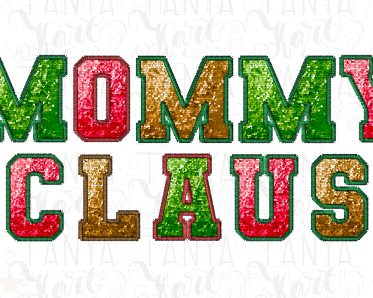 Mama Claus Design for Holiday Sweatshirt, Sequin Letters Mama Claus for Shirt