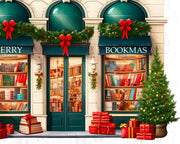 Book Store Christmas Scene PNG, Merry Bookmas Sublimation PNG