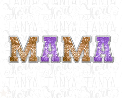 Mama Faux Sequin, Embroidered Letters