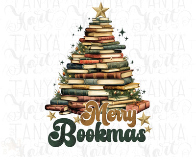 Merry Bookmas Retro Style Christmas Book Art