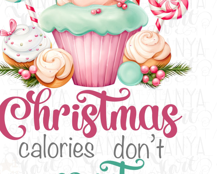 Christmas Calories Dont Count, Digital Download, Pastel Christmas Desserts