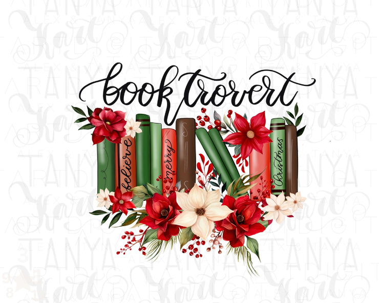Booktrovert PNG, Christmas Designs for Sublimation