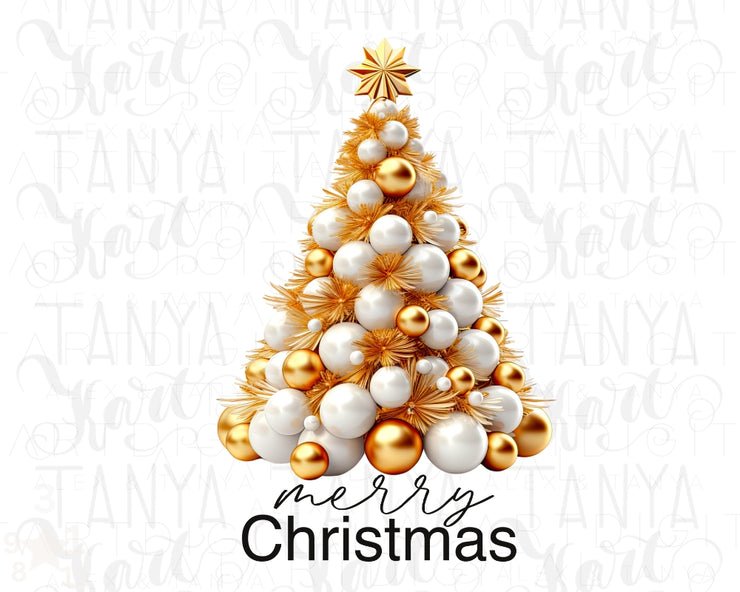 Gold Christmas Tree PNG