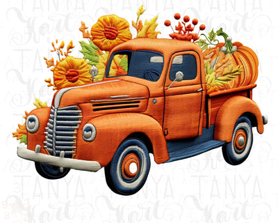 Fall Truck with Pumpkins PNG