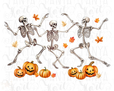 Skeleton Graphic PNG: Dancing Autumn Skeletons