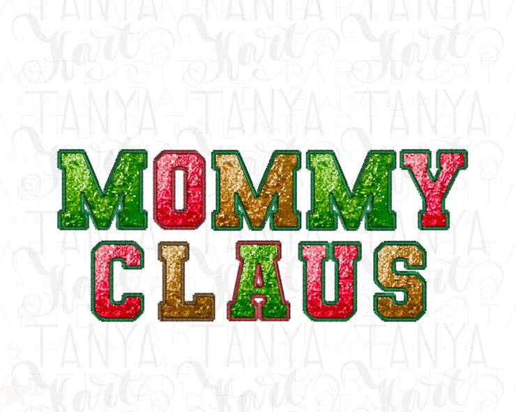 Mama Claus Design for Holiday Sweatshirt, Sequin Letters Mama Claus for Shirt