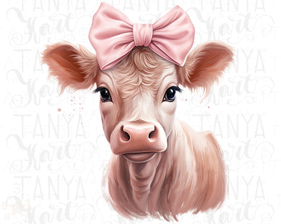 Little Pink Cow PNG: Digital Download for Sublimation
