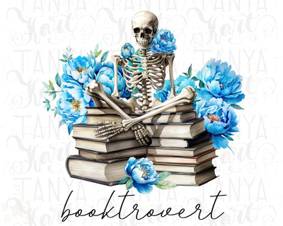 Booktrovert Skeleton Floral Book PNG