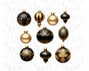 Black Christmas Ball Ornaments, Aesthetic Art Prints