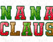 Nana Claus Faux Sequin for Sweatshirt, Sublimation Design