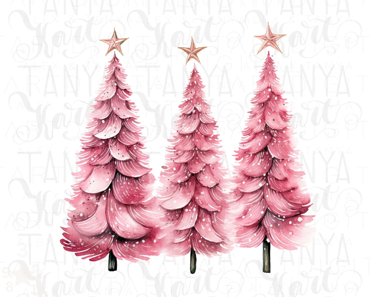 Pink Christmas Tree Digital Download - Christmas Trees PNG for Sublimation