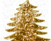 Gold Sequin Christmas Tree Design for Sweatshirts and T-Shirts