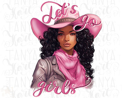 Pink Retro Western Black Cowgirl