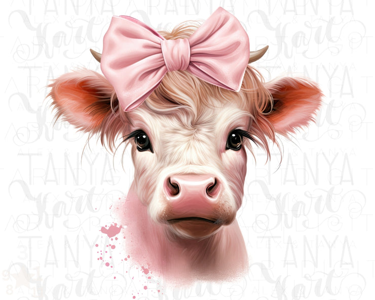 Little Pink Cow PNG Digital Download for Sublimation