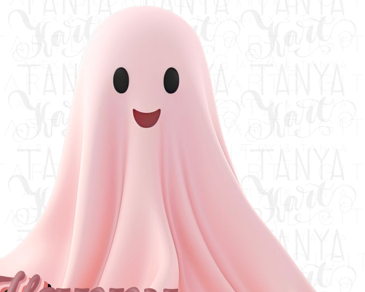 Retro Pink Halloween Ghost Art