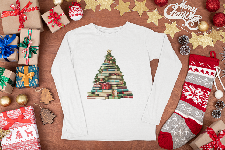 Christmas Book Tree PNG Sublimation Design