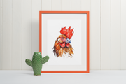 Watercolor Rooster PNG Digital Download