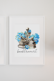 Booktrovert Skeleton Floral Book PNG