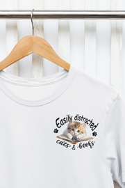 Easily Distracted By Cats And Books Png Instant Download, White Cat On Books