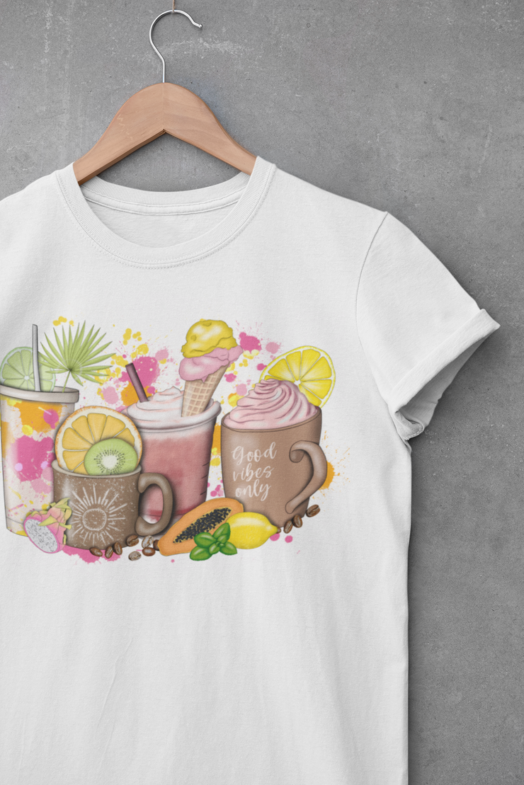 Summer Coffee Png Cups With Fruits, Sublimation Design