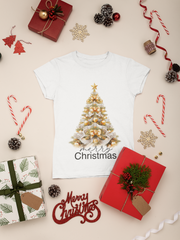 Merry Christmas Gold Tree Png, Sublimation Print for Seasonal Artwork