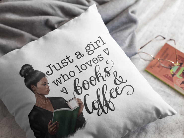 Just a Girl Who Loves Books and Coffee Png for Sublimation, Black Girl Reading Png Instant Download