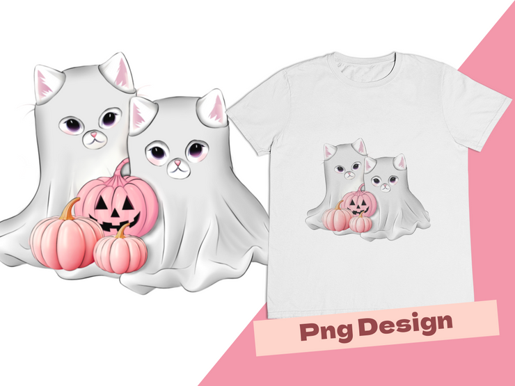 Ghost Kitten PNG Sublimation Designs for Spooky Season