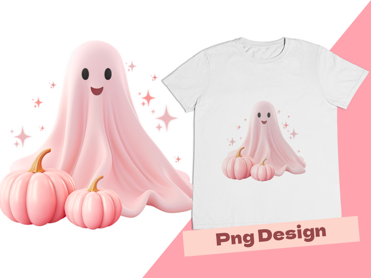 Retro Halloween Pink Pumpkin Ghost