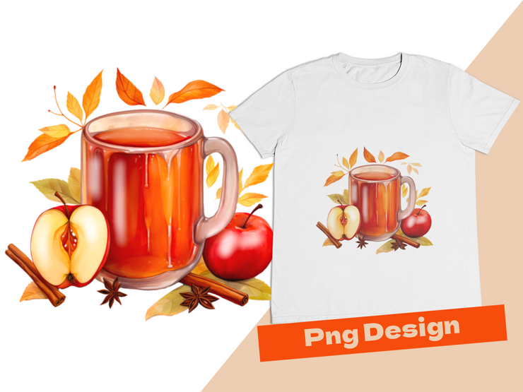 Autumn Apple Cider, Fall Sublimation PNG for Thanksgiving