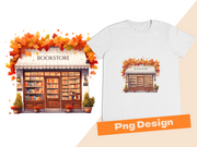 Cozy Autumn Bookstore PNG Sublimation