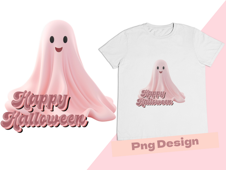 Retro Pink Halloween Ghost Art