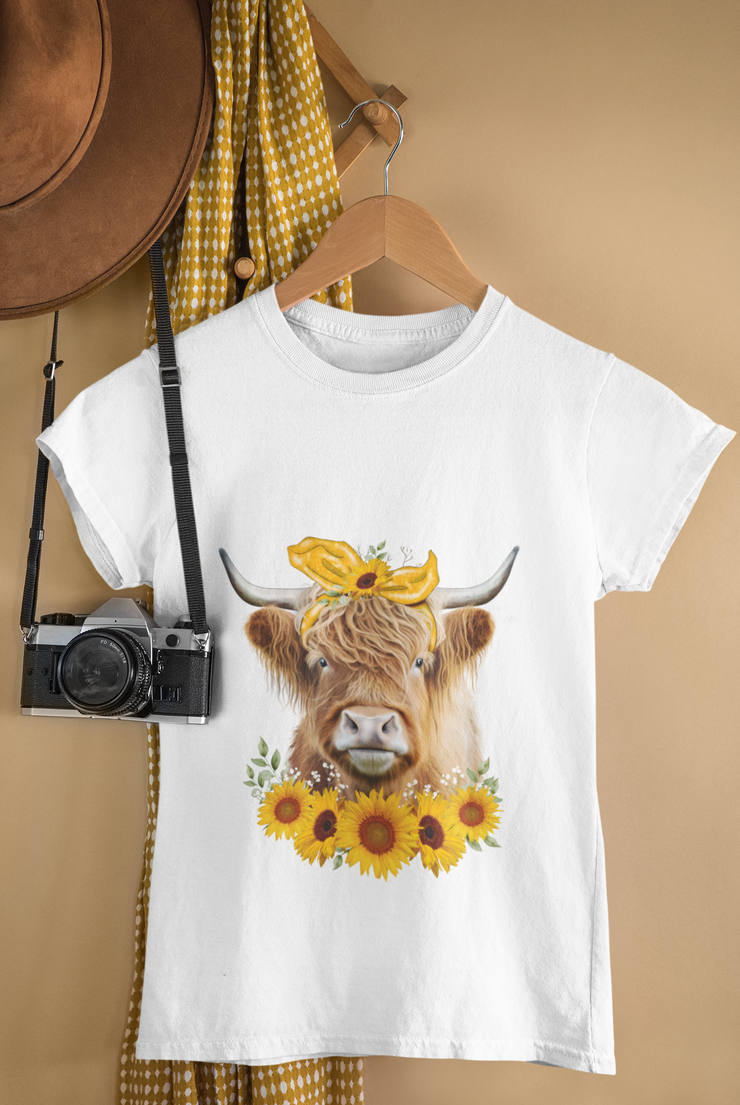 Cow With SunFlowers Png For Sublimation