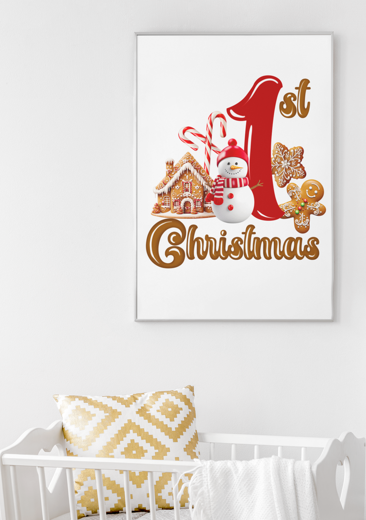 1St Christmas Digital File, Gingerbread House, Snowman Png