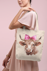 Cow with Pink Bow: Farm Animal Sublimation Design