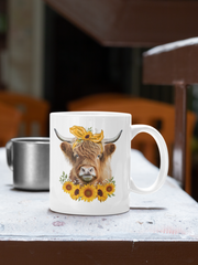 Cow With SunFlowers Png For Sublimation