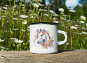 White Horse With Flowers Png for Sublimation