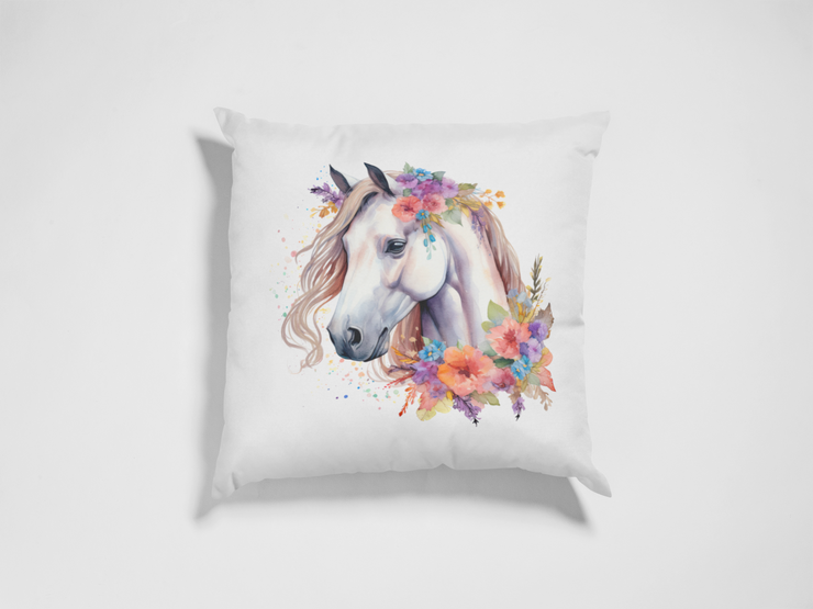 White Horse With Flowers Png for Sublimation