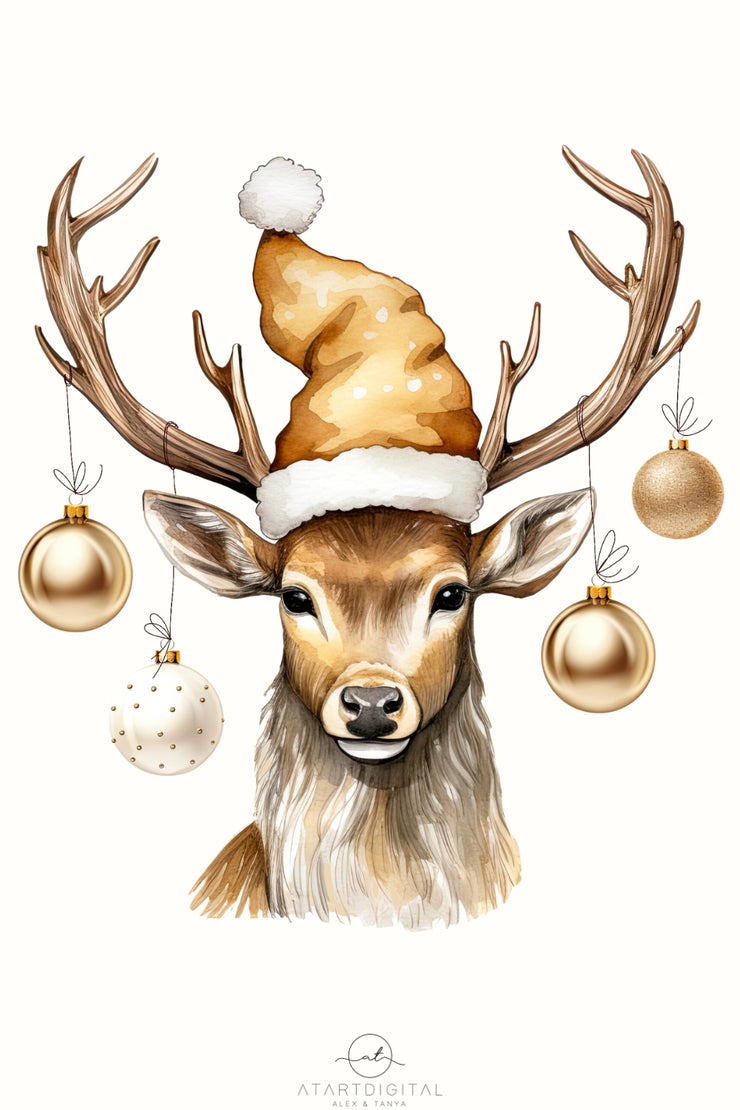 Christmas Deer Digital File for T-Shirt Design