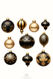 Black Christmas Ball Ornaments, Aesthetic Art Prints