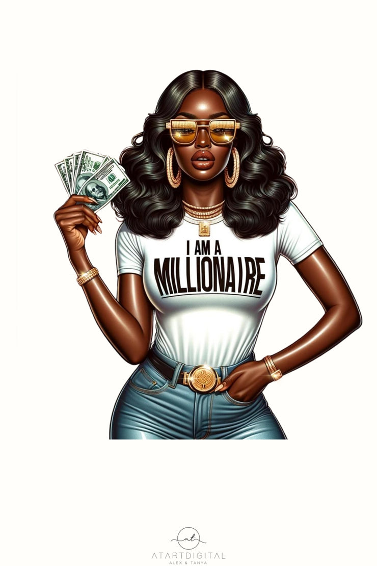 Melanin Millionaire T-Shirt Print on Demand, Feminist Shirt Sublimation Design