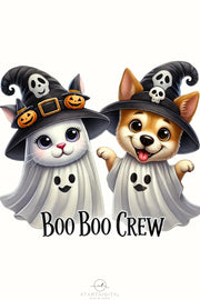 Cat and Dog Sublimation PNG, Digital Download, Boo Boo Crew Tshirt Designs, Ghostly Digital Print, Boo Crew Printable, Transparent Designs