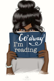 Go Away I'm Reading Sublimation Designs, Afro Woman Png
