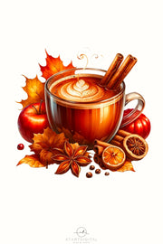 Autumn Warm Drink Digital Prints, Fall PNG Design