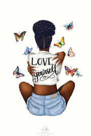 Black Girl Self-Love PNG, Melanin Queen, Sublimation Designs