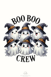 Boo Boo Crew PNG for Creative Card Making, Instant Download, Cute Ghost Retro Halloween for DIY Gift Decoration, Sublimation Funny Design