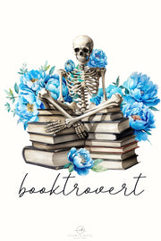 Booktrovert Skeleton Floral Book PNG