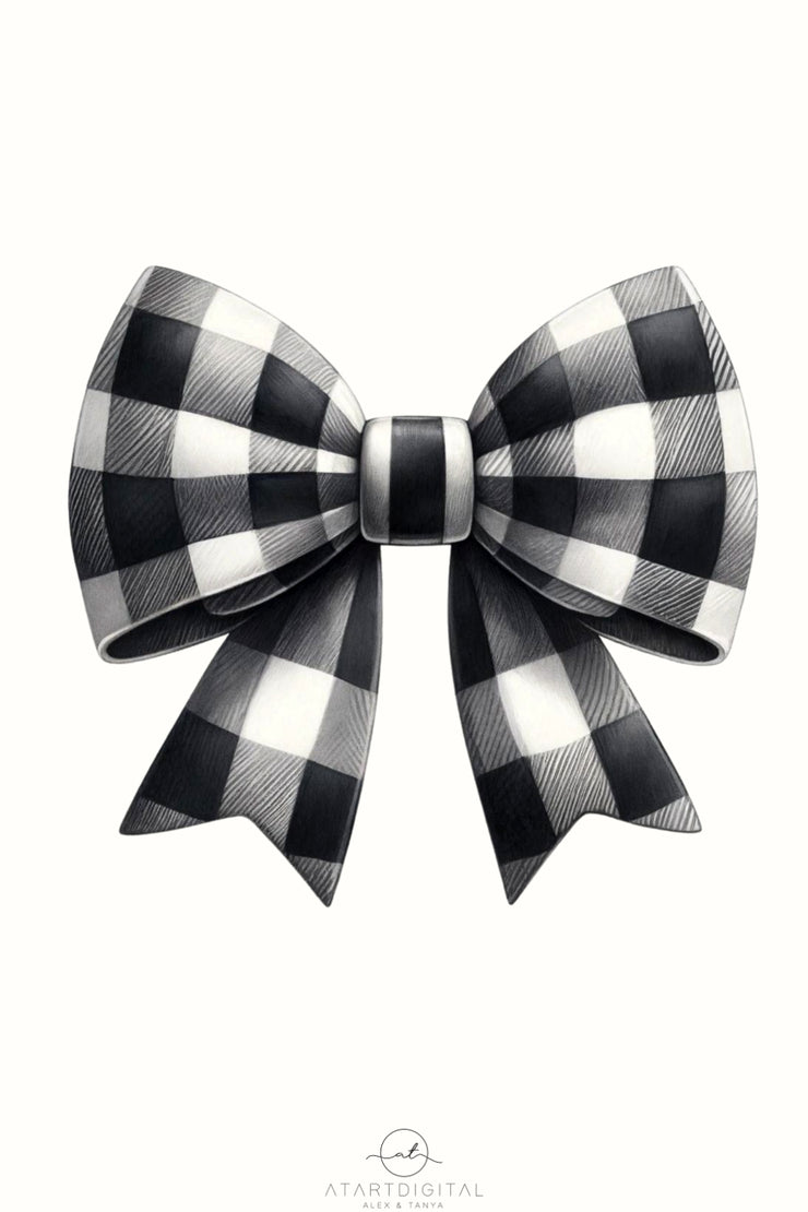 Buffalo Plaid Bow Sublimation Print PNG Designs