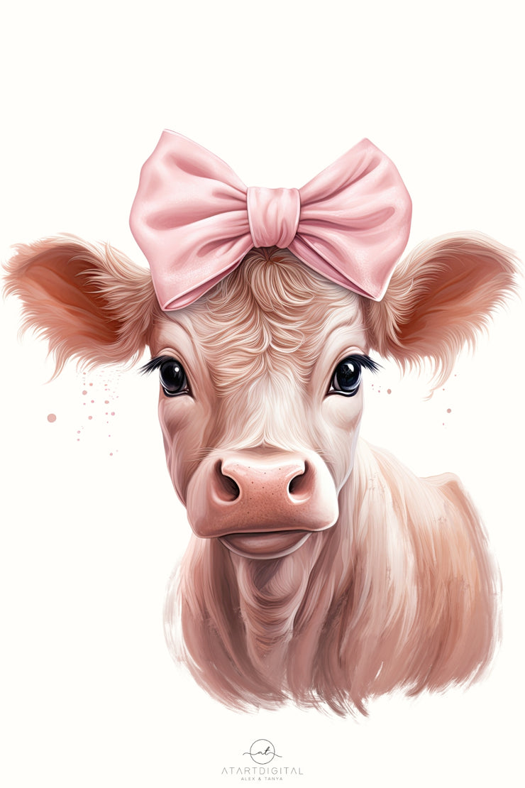 Little Pink Cow PNG: Digital Download for Sublimation