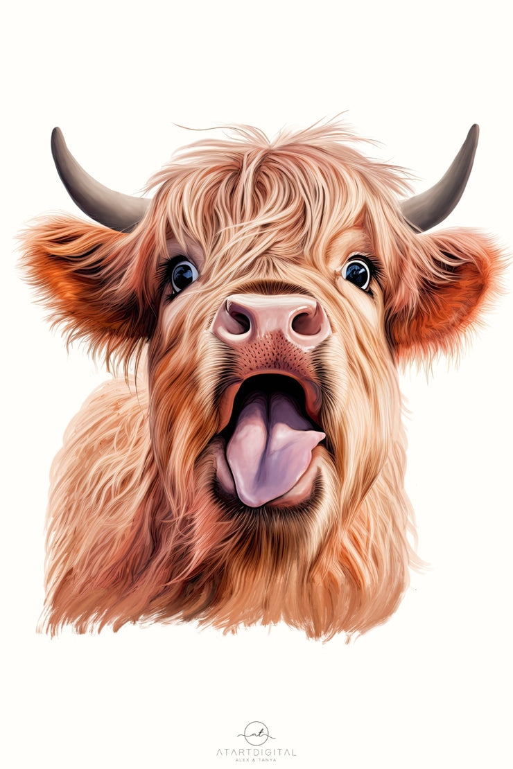 Funny Moody Cow Sublimation Design | Digital Download for Printable Graphic Art