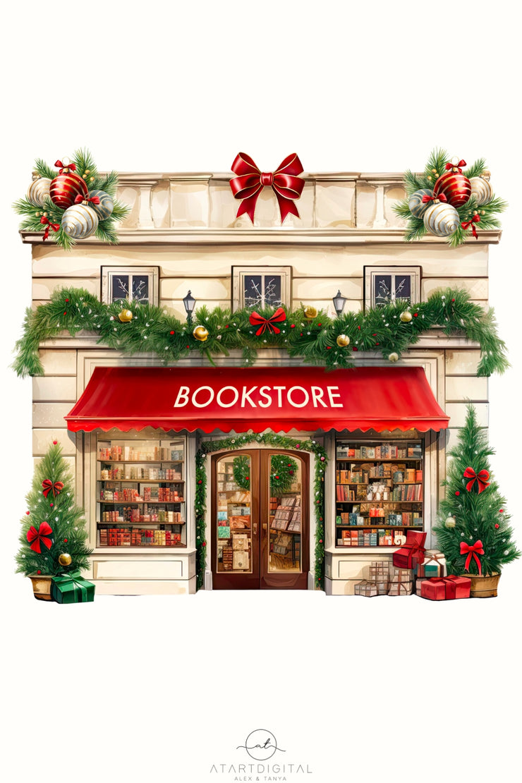 Book Store Winter Illustration Sublimation